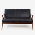Amager Retro Loveseat side profile solid teak frame leather