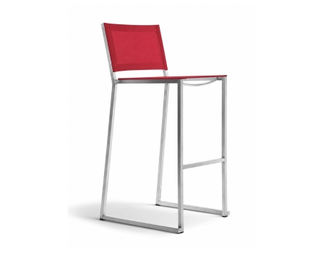 Firenze Bar Side Chair red metal frame outdoor bar stool front view