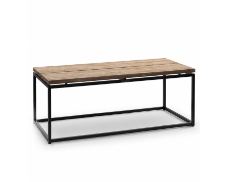 Firenze Coffee Table reclaimed wood top black frame front view