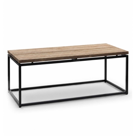 Firenze Coffee Table reclaimed wood top black frame front view