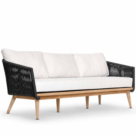 Mamoratta 3 Seater charcoal rope white cushion front view