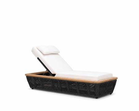 Mamoratta Chaise with Wheels reclined backrest raised charcoal rope