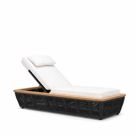 Mamoratta Chaise with Wheels reclined backrest raised charcoal rope