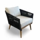 Mamoratta Lounge Chair charcoal rope white cushion front angle view