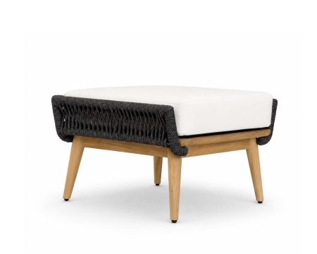 Mamoratta Ottoman charcoal rope white cushion front angle view