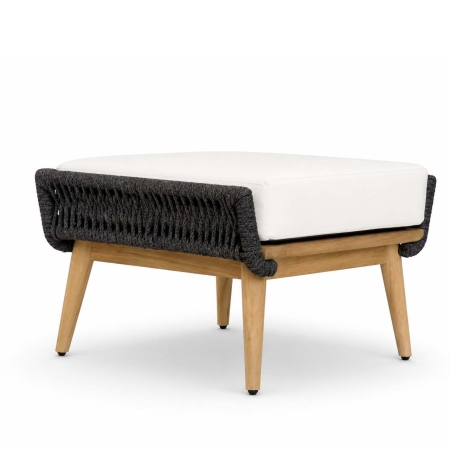 Mamoratta Ottoman charcoal rope white cushion front angle view