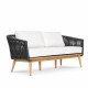 Mamoratta Love Seat charcoal rope white cushion front angle view