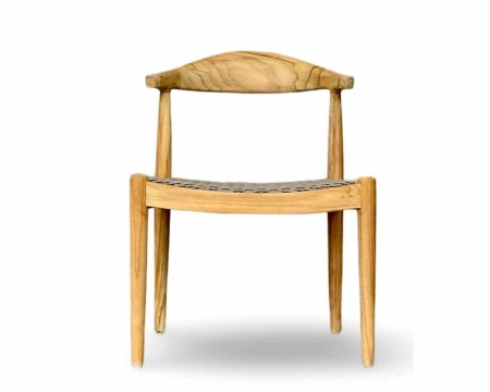 Roskilde side chair with synthetic rope weave and wooden frame