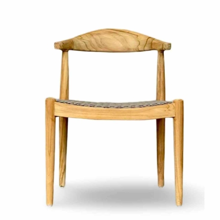Roskilde side chair with synthetic rope weave and wooden frame