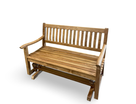 Halifax Glider 4 teak porch glider straight front view