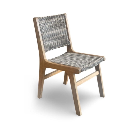 Outdoor dining side chair solid teak wood frame Copenhagen Retro