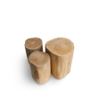 Solid log stool growth rings natural crack detail close up