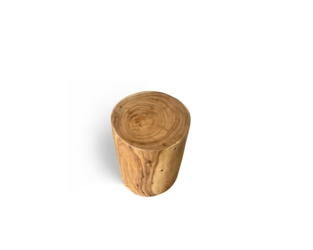 East Java Log Side Table Stool solid wood natural grain top view