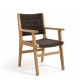 Luxury patio dining arm chair with weather-resistant Rustic Cocoa weave