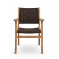 Mid-century Scandinavian teak dining arm chair with Rustic Cocoa synthetic fiber