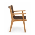 Solid teak Copenhagen Retro dining arm chair with Rustic Cocoa woven back and seat