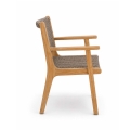 Copenhagen Retro Dining Arm Chair with Hyacinth Twist teak wicker angle view