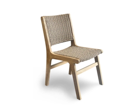 Solid teak Copenhagen Retro dining side chair with Hyacinth Twist woven back and seat