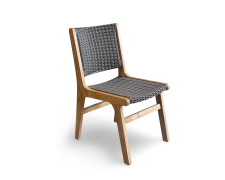 Scandinavian design teak dining side chair front angle view