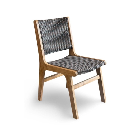 Scandinavian design teak dining side chair front angle view