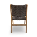Copenhagen Retro Dining Side Chair with Rustic Cocoa, solid teak wicker dining chair