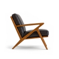 Amager Retro Lounge Chair dark walnut Z frame brown leather cushion front angle