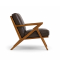Amager Retro Lounge Chair dark walnut Z frame brown leather cushion front angle