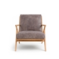 Amager Retro Lounge Chair dark walnut Z frame black leather cushion front angle