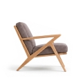Amager Retro Lounge Chair dark walnut Z frame brown leather cushion front angle