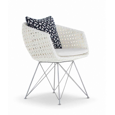 Amalfi arm chair white with patterned cushion
