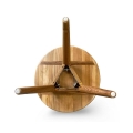 Copenhagen Side Table 62 side profile view tripod tapered teak legs