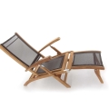 : New Port Deck Chair folded compact teak frame side view