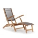 New Port Deck Chair solid teak folding frame charcoal mesh reclined footrest