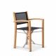 Newport Yacht Chair teak frame black sling seat front angle view