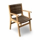 Outdoor dining arm chair solid teak wood frame Copenhagen Retro