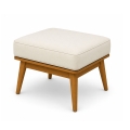 Amager leather ottoman side profile view wood frame