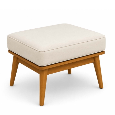Ottoman Italian distress leather Testa di Moro wood frame front view