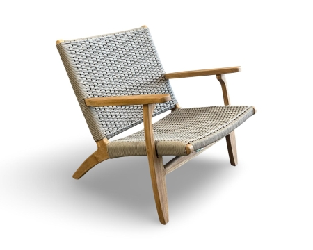 Svendborg lounge arm chair low in light Griege rope