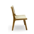 Standard weave texture detail teak dining side chair close up