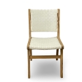 Teak dining side chair Standard basket weave front view