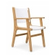 Teak arm chair side angle view Standard weave seat back