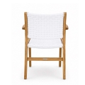 : Standard weave texture detail teak dining arm chair close up