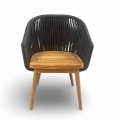 Mamoratta Dining Chair charcoal rope texture detail close up teak frame