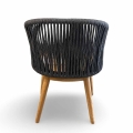 Mamoratta Dining Chair side profile view rope barrel back teak seat