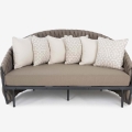 Sorrento Daybed round outdoor knit taupe cushions six scatter pillows front view