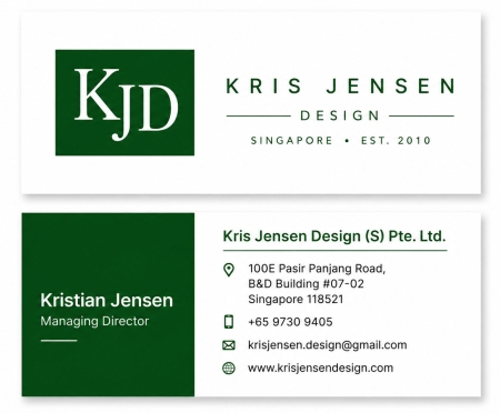 Kartu Nama 4 Business card of Kristian Jensen, Managing Director at Kris Jensen Design (S) Pte. Ltd.