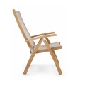 Newport Recliner side angled view teak frame
